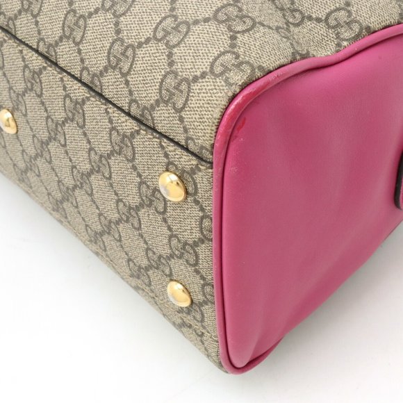 GUCCI GG Supreme handbag, Boston bag, shoulder leather, beige, pink, red, 409529 - Picture 3 of 9